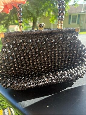 Vintage straw and bead bag Italian.
